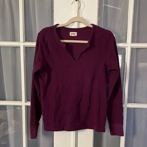 Pact Purple Organic Cotton Thermal Waffle Knit Henley Size Medium